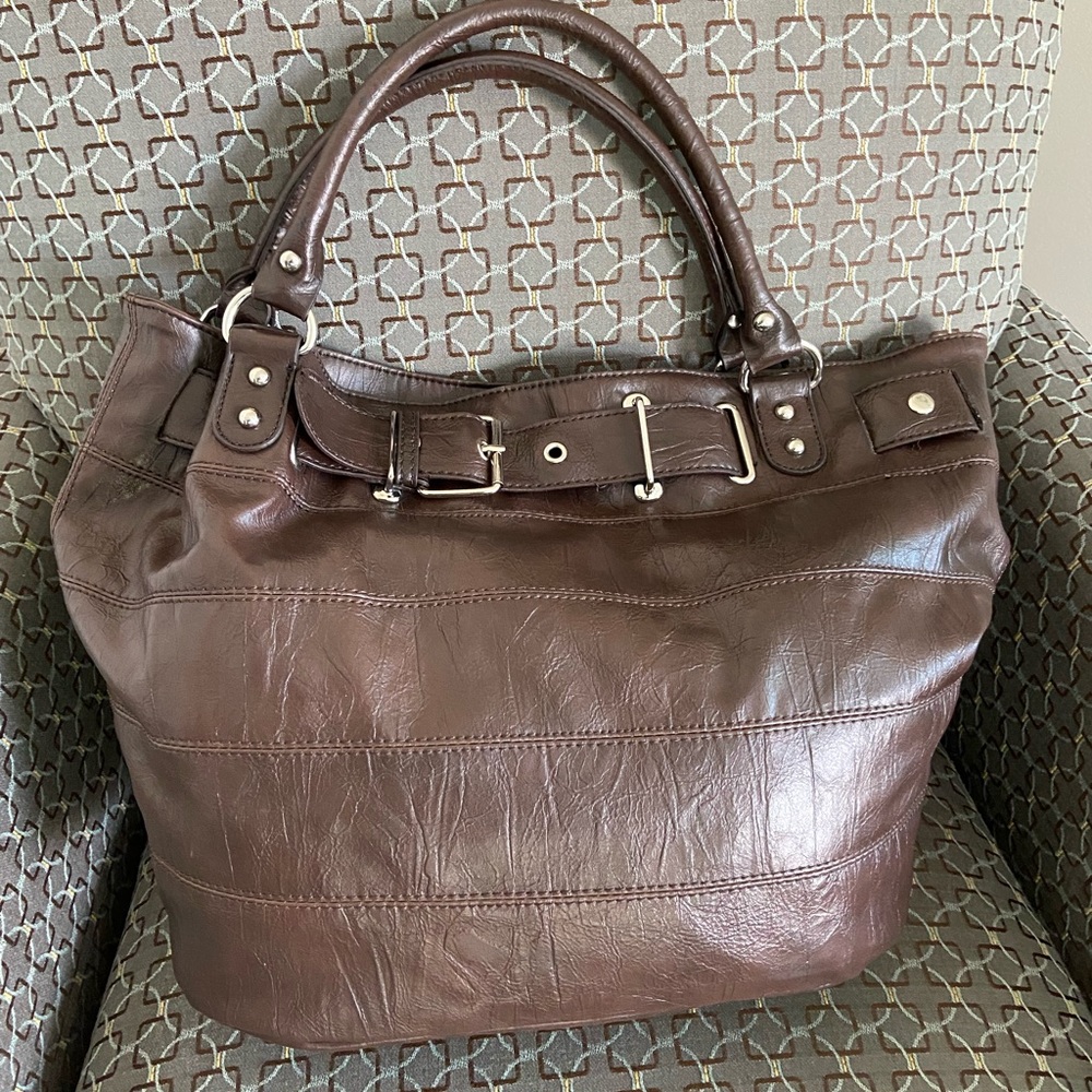 Brown Leather Bucket/Hobo Style Handbag